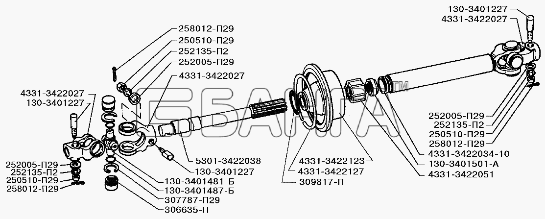 ЗИЛ ЗИЛ-5301 (2006) Схема Карданный вал рулевого управления-86